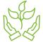 Hands nurturing a growing plant icon.