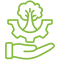 Hand holding gear and tree icon.