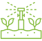Sprinkler watering plants with green outline.