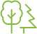 Two green tree icons on black background.