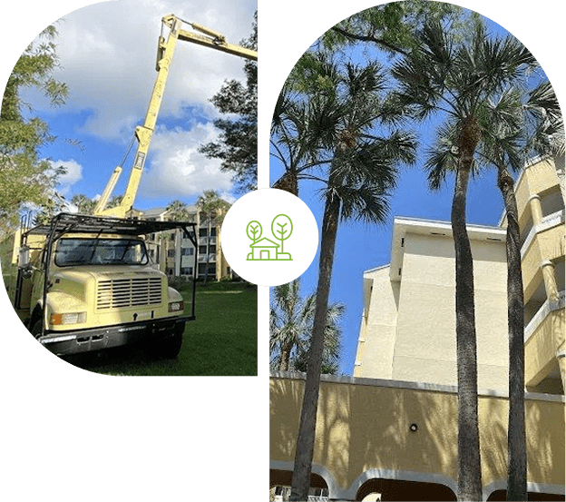 A truck with a tall crane arm against a blue sky.